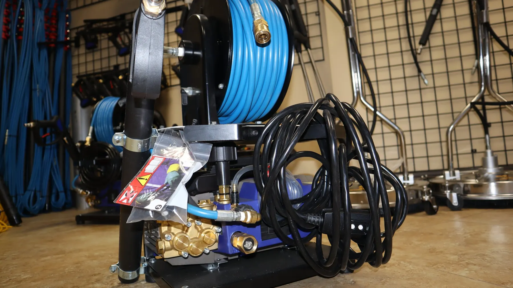 Electric Pressure Washer pump and hose view