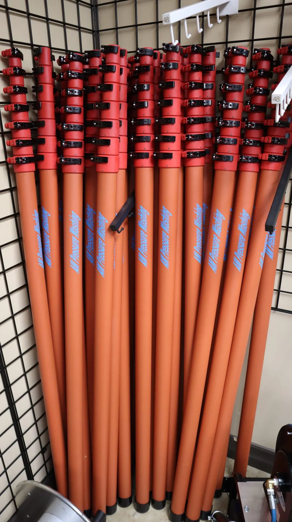 AMPW oval poles on wall rack