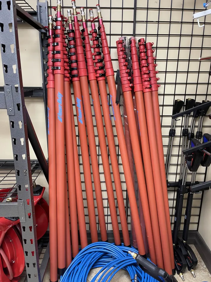 AMPW oval poles standing with hoses