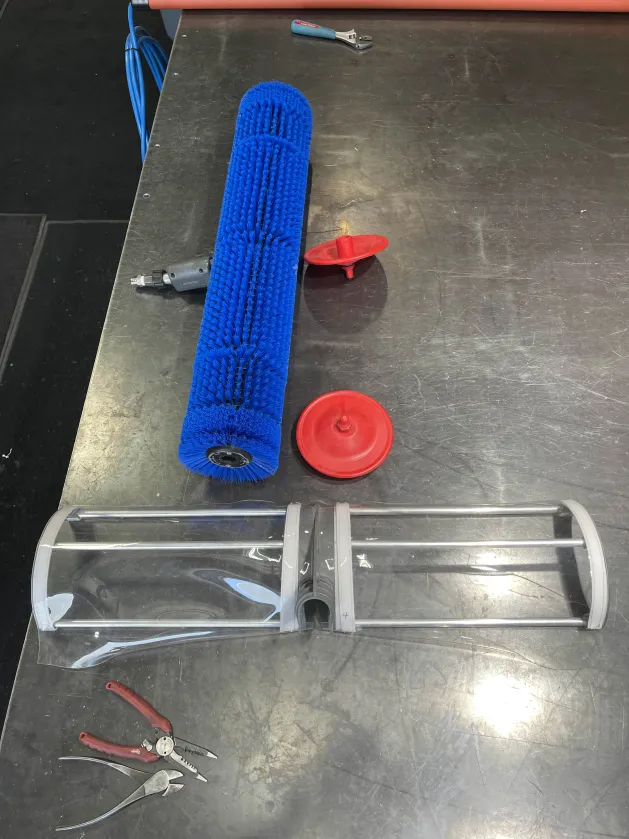 AMPW Rotary Brush parts laid out