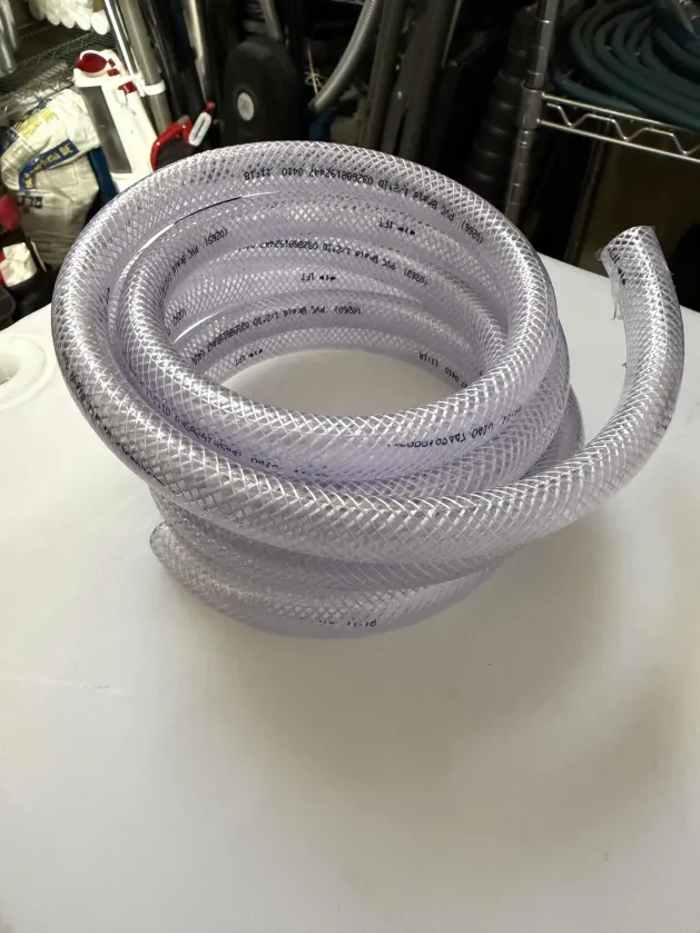 One half inch clear braided hose