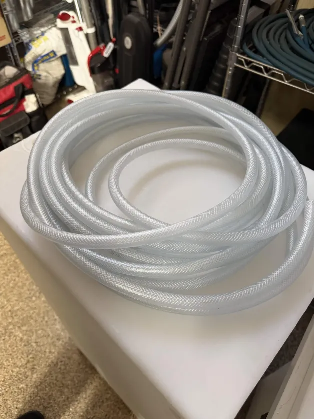 Three eighths inch clear braided hose